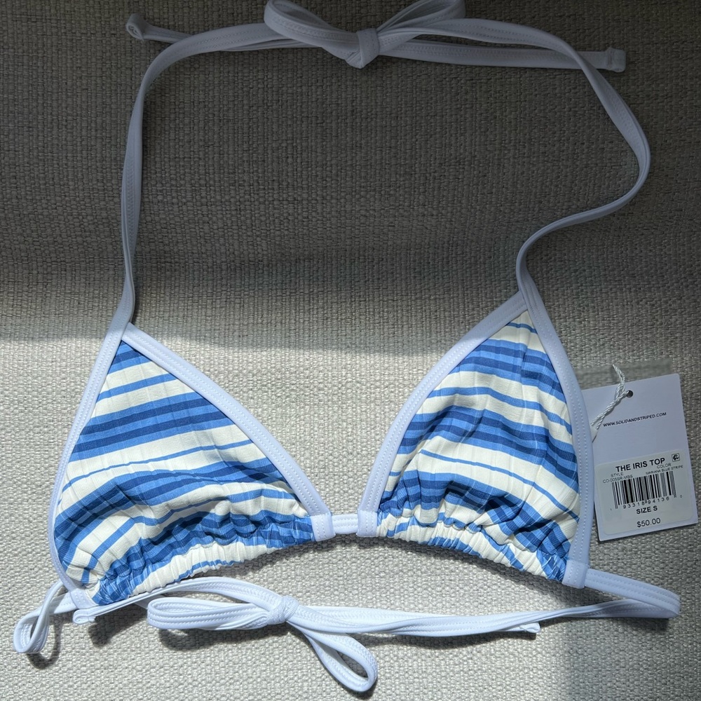 Solid and striped bikini top